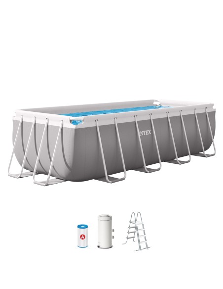 Piscina desmontable rectangular Prism Frame de 4 metros, con depuradora de cartucho | INTEX