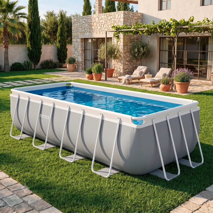 Piscina desmontable rectangular Prism Frame de 4 metros, con depuradora de cartucho | INTEX