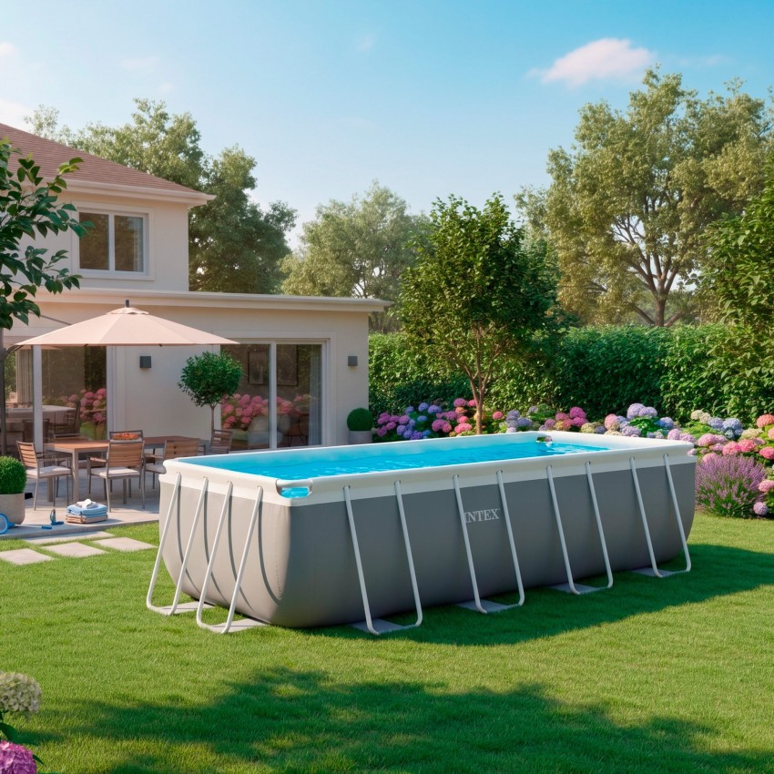 Piscina desmontable rectangular Prism Frame de 4 metros, con depuradora de cartucho | INTEX