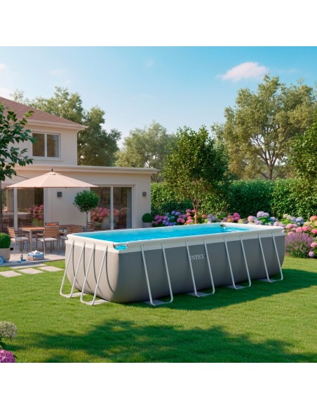 Piscina desmontable rectangular Prism Frame de 4 metros, con depuradora de cartucho | INTEX