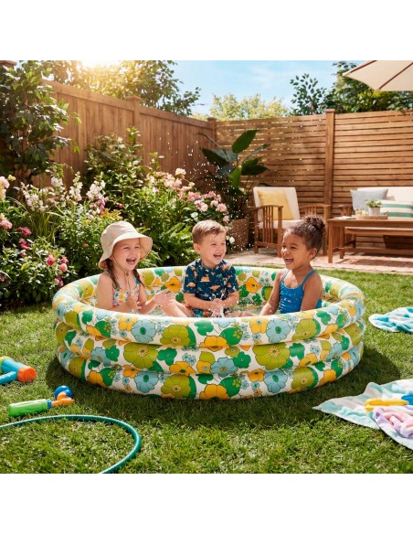 Piscina hinchable infantil flores 3 aros 60 aniversario | INTEX