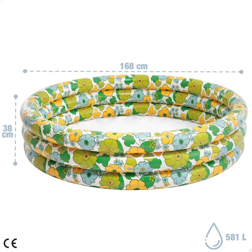 Piscina hinchable infantil flores 3 aros 60 aniversario | INTEX