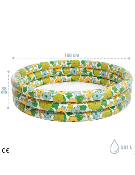 Piscina hinchable infantil flores 3 aros 60 aniversario | INTEX