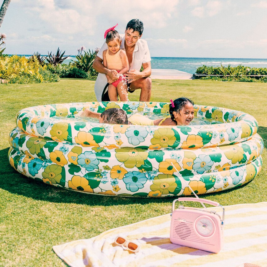 Piscina hinchable infantil flores 3 aros 60 aniversario | INTEX