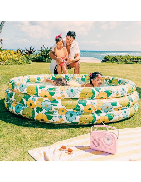 Piscina hinchable infantil flores 3 aros 60 aniversario | INTEX