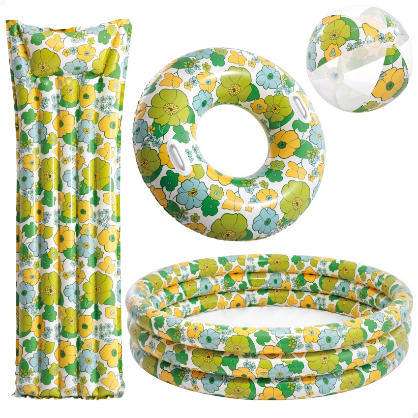 Piscina hinchable infantil flores 3 aros 60 aniversario | INTEX