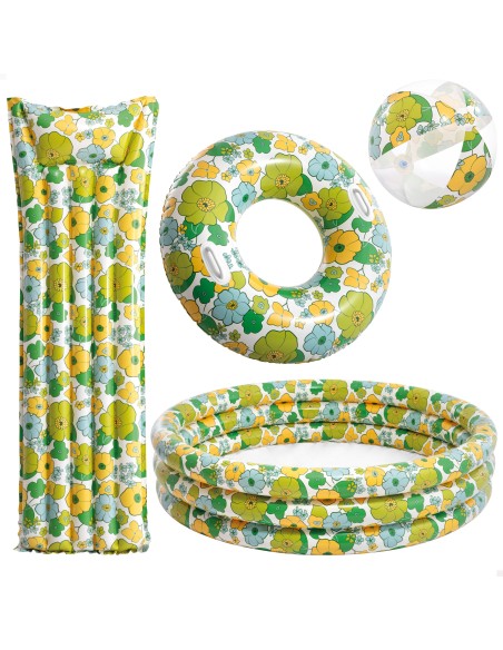 Piscina hinchable infantil flores 3 aros 60 aniversario | INTEX