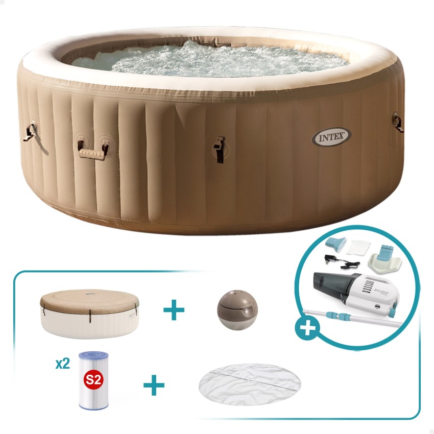 Pack Spa hinchable PureSpa Bubble Massage Ø196 cm con 5 accesorios |INTEX