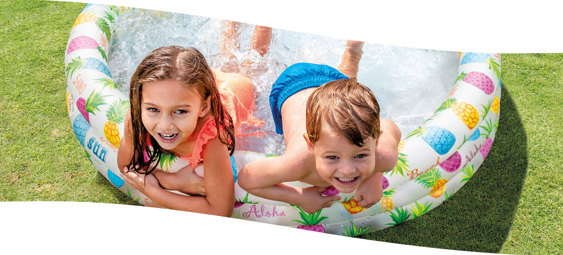 Set infantil de piscina, flotador y pelota hinchable piñas INTEX