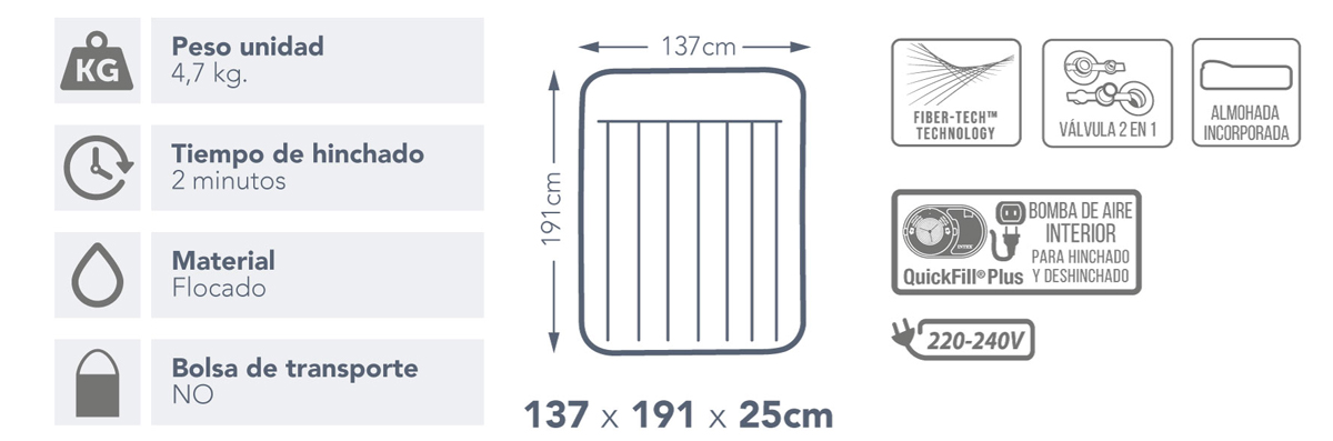 Colchón hinchable doble INTEX Dura-Deam Standard