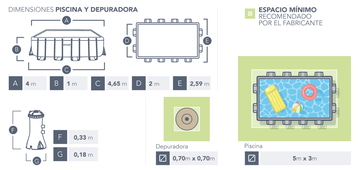 Piscina desmontable Prism Frame rectangular 4 metros con depuradora