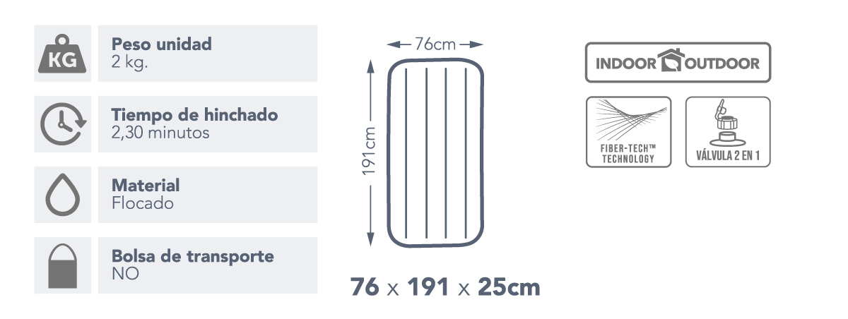Colchón hinchable individual Standard Classic Downy Cot