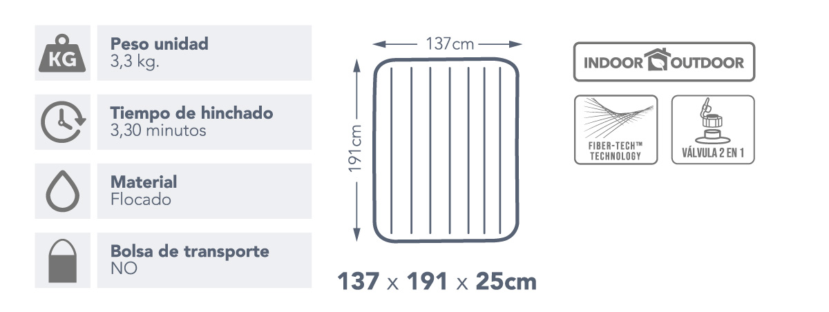 Colchón hinchable doble Standard Classic Downy Full